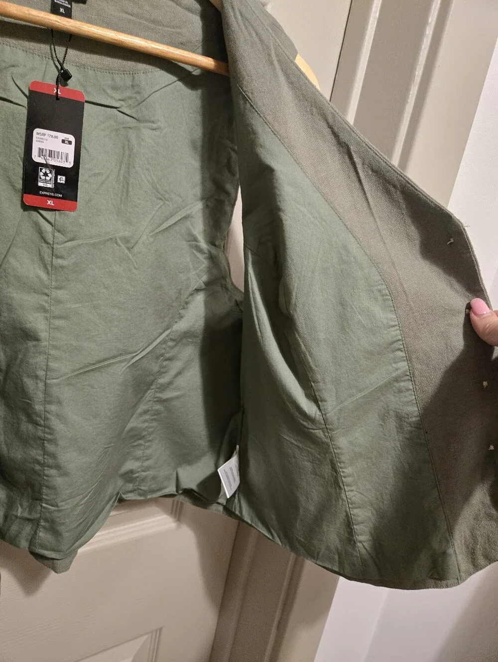 Express Women's Linen Button-Front Sleeveless Vest Top in Olive Green Sz XL